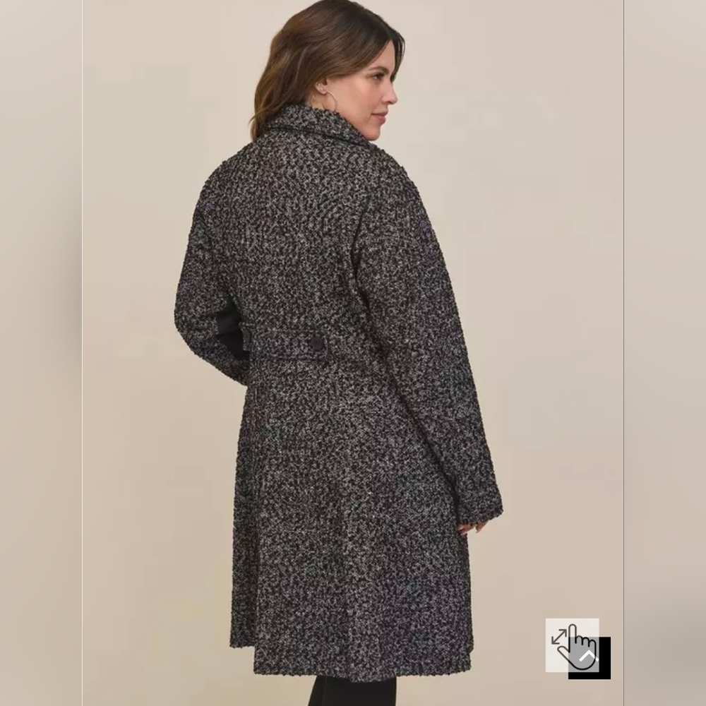 Torrid Women's Black and Gray Boucle Coat - Picture 9 of 10